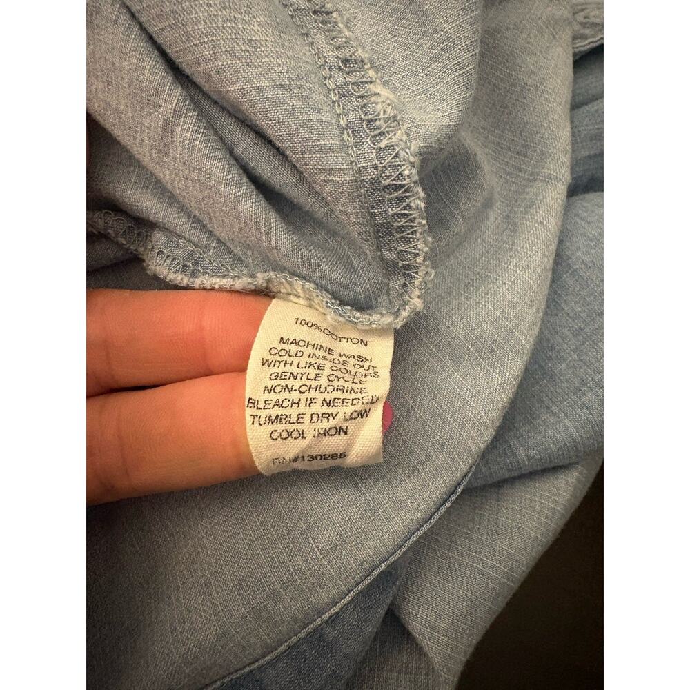 Per Se Women’s Chambray Button Down Shirt Small Light Wash Denim Long Sleeve - Picture 6 of 9